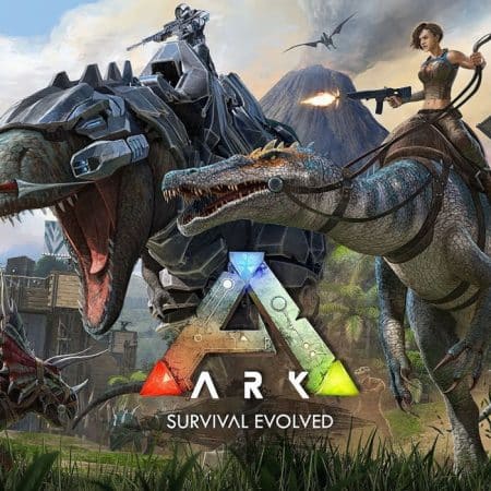 ARK: Survival Evolved game cover with dinosaurs