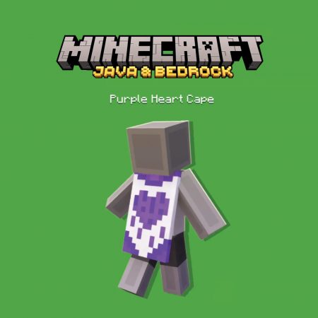 Minecraft Purple Heart Cape on green background