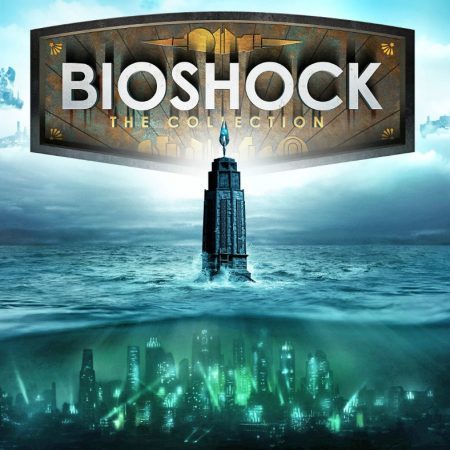 Bioshock Collection cover art, lighthouse and underwater city.