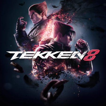 Tekken 8 game cover with two fighters.