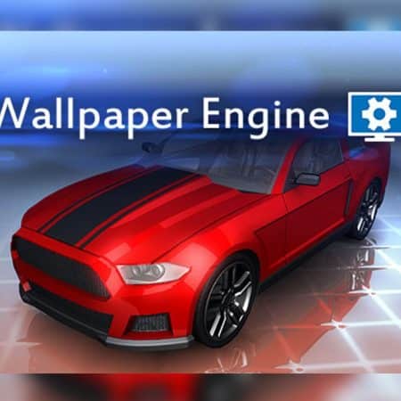 Wallpaper Engine logo with red sports car